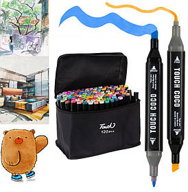 Набор двусторонних маркеров для скетчинга на спиртовой основе Touch Coco 120 шт Black (07292)