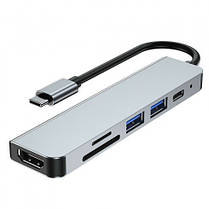 Мультипортова док-станція BYL-2010 6 в 1 USB Type C - (PD/USD/HDMI/SD/TF) (6917), фото 3