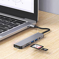 Мультипортова док-станція BYL-2010 6 в 1 USB Type C - (PD/USD/HDMI/SD/TF) (6917), фото 6