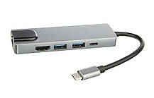 Мультипортовая док-станция BYL-2007 5 в 1 USB Type C - (PD/USD/HDMI/RJ-45) (6910), фото 5