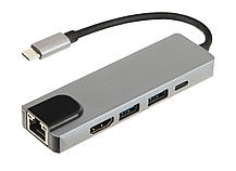 Мультипортовая док-станция BYL-2007 5 в 1 USB Type C - (PD/USD/HDMI/RJ-45) (6910), фото 6