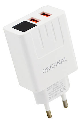 Мережевий зарядний пристрій 3.1 A 2 USB c екраном ADP-25 (5740), фото 1