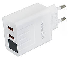 Мережевий зарядний пристрій 3.1 A 2 USB c екраном ADP-25 (5740), фото 3