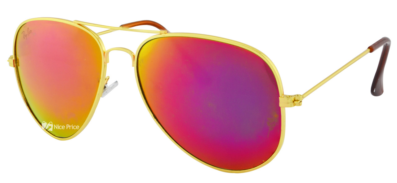 Солнцезащитные очки Aviator капля RB 3026 Оранжево-Красные (Хамелеон)