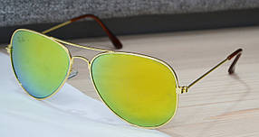 Солнцезащитные очки капли Ray Ban Aviator 3025 (стеклянная линза) Желтые alle Качество +
