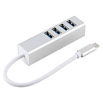 Хаб (концентратор) Dellta USB TYPE C на 4 USB Silver (3486), фото 4