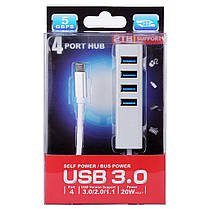 Хаб (концентратор) Dellta USB TYPE C на 4 USB Silver (3486), фото 6