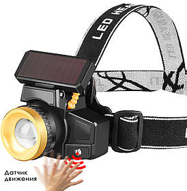 Налобный фонарик с солнечной панелью и датчиком движения POCKETMAN