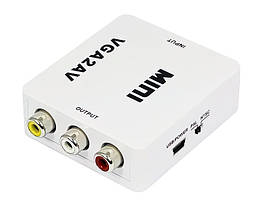 Конвертор VGA на RCA (AV) CVBS адаптер відео зі звуком 1080P White (5762), фото 4