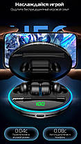 Беспроводные игровые TWS наушники Picun UFO W11-JX с выносным микрофоном и RGB подсветкой Black, фото 4