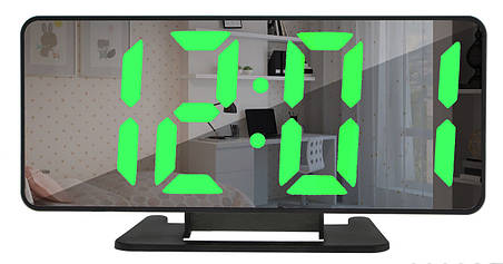 Зеркальные LED часы с будильником и термометром VST-888 (большие цифры) (зеленная подсветка) (7495), фото 2