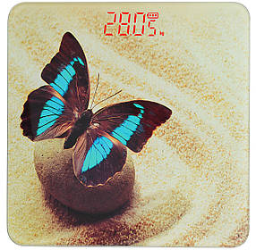 Ваги підлогові скляні (квадратні) на 180 кг YZ-1604 Метелик/Пісок (9859)