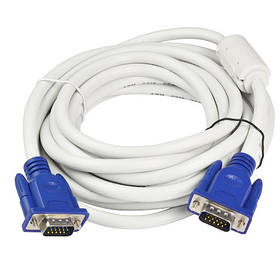 Кабель VGA папа - VGA папа 2 феррита 5 метров White (95509)