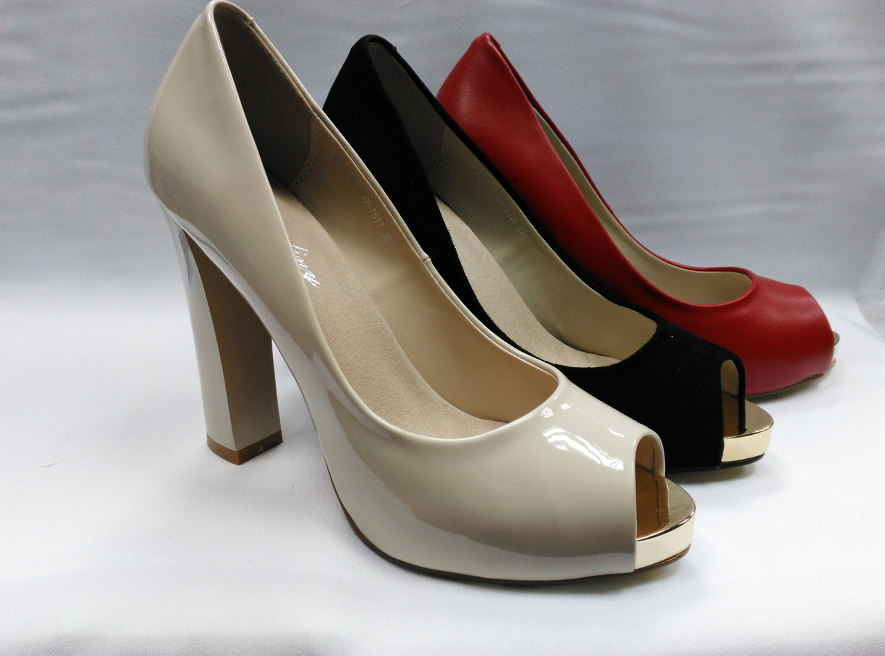 Нарядные туфли с открытым носиком на каблуке и платформе в 3 вариантах. Размеры: 37, 40 (красные). - фото 5 - id-p257134091
