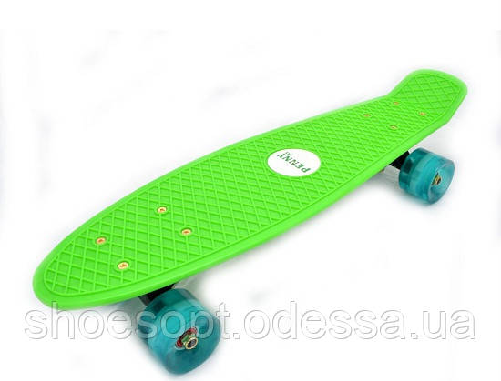 Скейтборд/скейт Пенні борд (Penny Board) зелений зі світними колесами