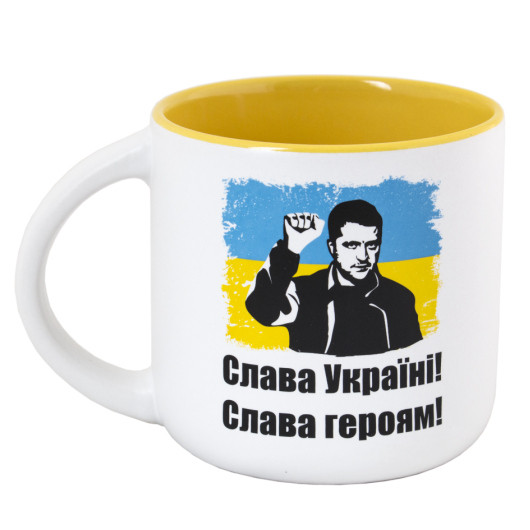 Чашка керамічна матова з принтом "Слава Україні! Слава Героям!" 350 мл