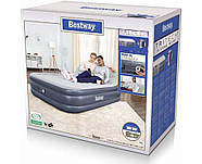 Надувне двоспальне ліжко Bestway 67923 (226-152-84) з вбудованим електричним насосом, велюровий матрац, фото 8
