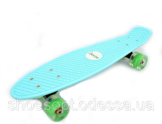 Скейтборд/скейт Пенні борд (Penny Board) Pastel Mint зі світними колесами