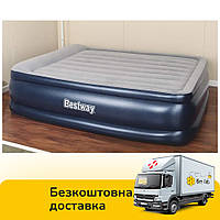 Надувная двухспальная кровать Bestway 67614 (203-152-56) со встроенным электрическим насосом, велюровый матрас