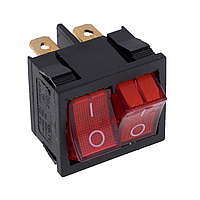 Переключатель сдвоенный Daier KCD6-2101 RD, 4pin