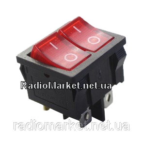 Перемикач здвоєний Daier KCD6-2101N RD, 6pin