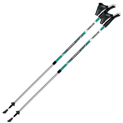 Телескопічні ультралегкі палиці для скандинавської ходьби Gabel Vario S-9.6, 77-130 см (Teal), фото 1