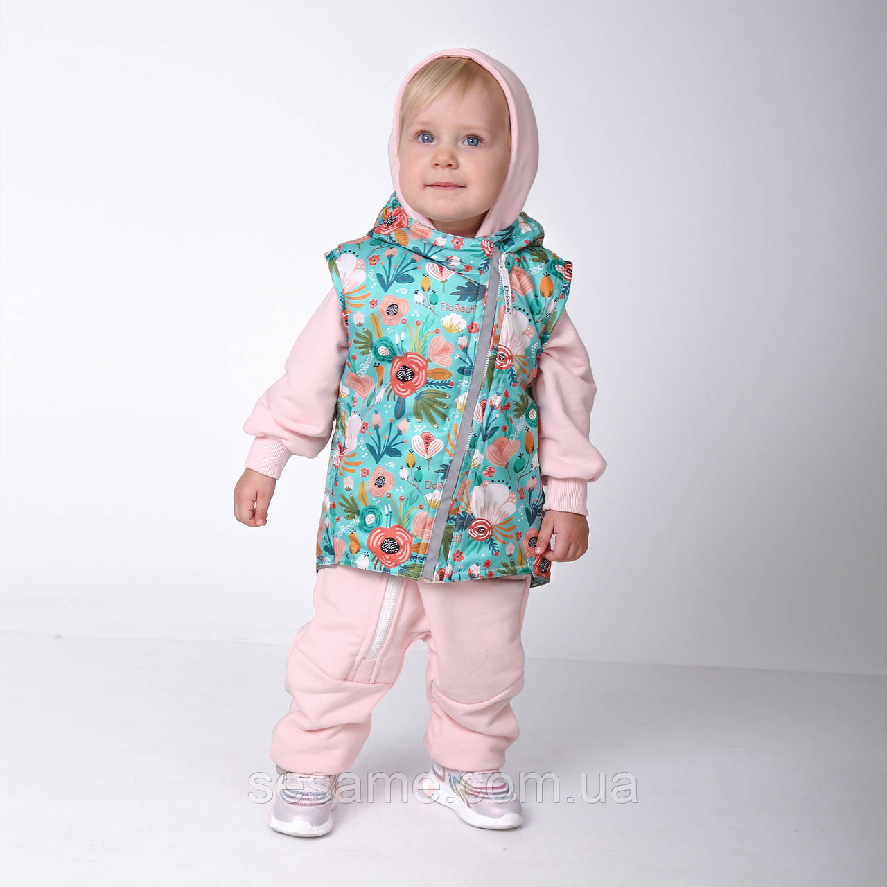 Дитяча Куртка-жилетка 2 в 1 демісезонна Казкові квіти, фото 1