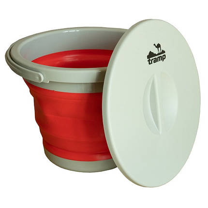 Відро складане силіконове з кришкою Tramp TRC-127, 5 л (Red), фото 3
