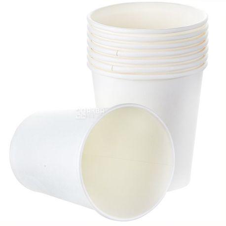 Стакан бумажный одноразовый 185 мл (уп-50 шт), бумажный белый стаканчик ...
