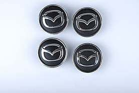 Ковпачки на титани "MAZDA" (60/55 мм) чорн/хром. пластик об'ємний логотип (4 шт.)