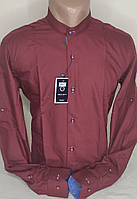 Рубашка мужская Emilio Betti vds-0030 бордовая приталенная однотонная Турция ворот стойка нарядная