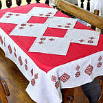 Скатертина лляна червона з серветками (6шт) Златана Слобожанка 140Х220см