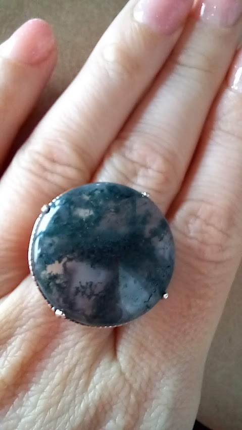 Срібне кільце з моховим агатом, фото 1