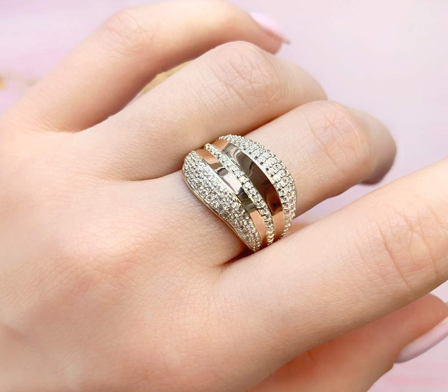 Массивное серебряное кольцо с золотом Калис - фото 4 - id-p1598557389