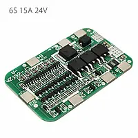 BMS контролер 6S 15A для Li-Ion акумуляторів з балансиром, 4х32х50 мм