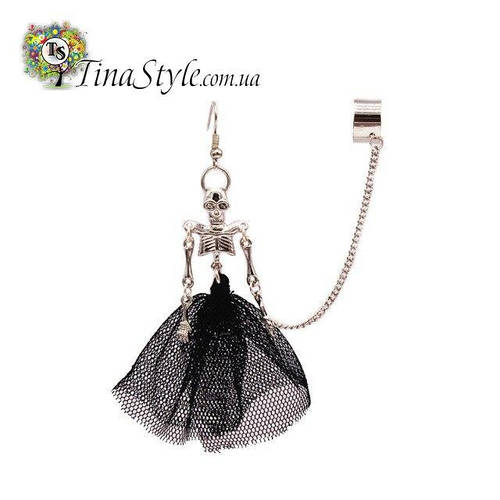 Серьга каффа каф клипс скелет в юбке гот панк (ID#1406425083), цена ...