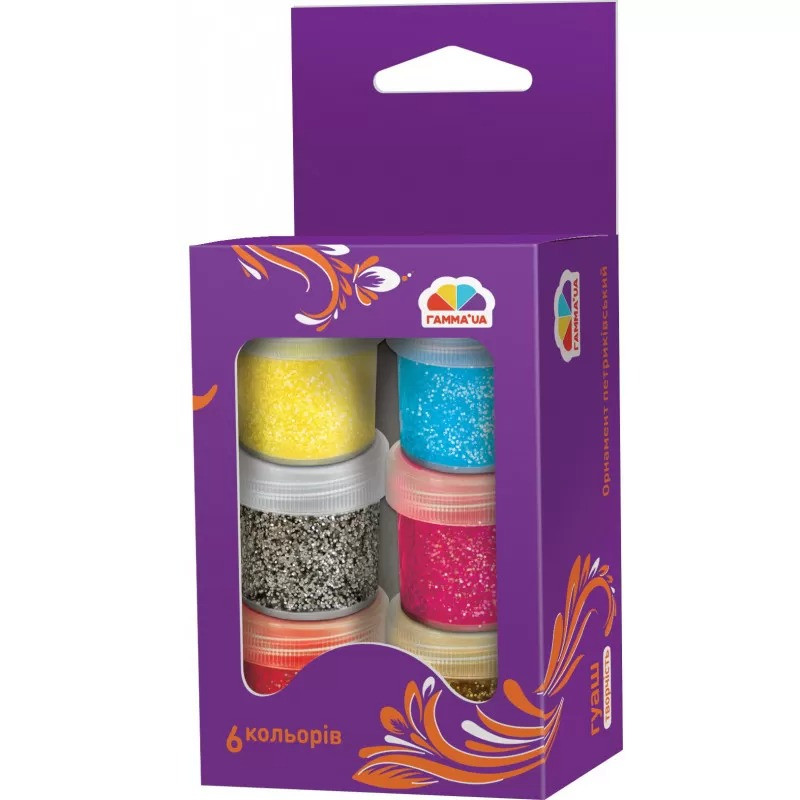 Гуаш Гамма Творчість з блискітками 6 кольорів по 10 мл, фото 1