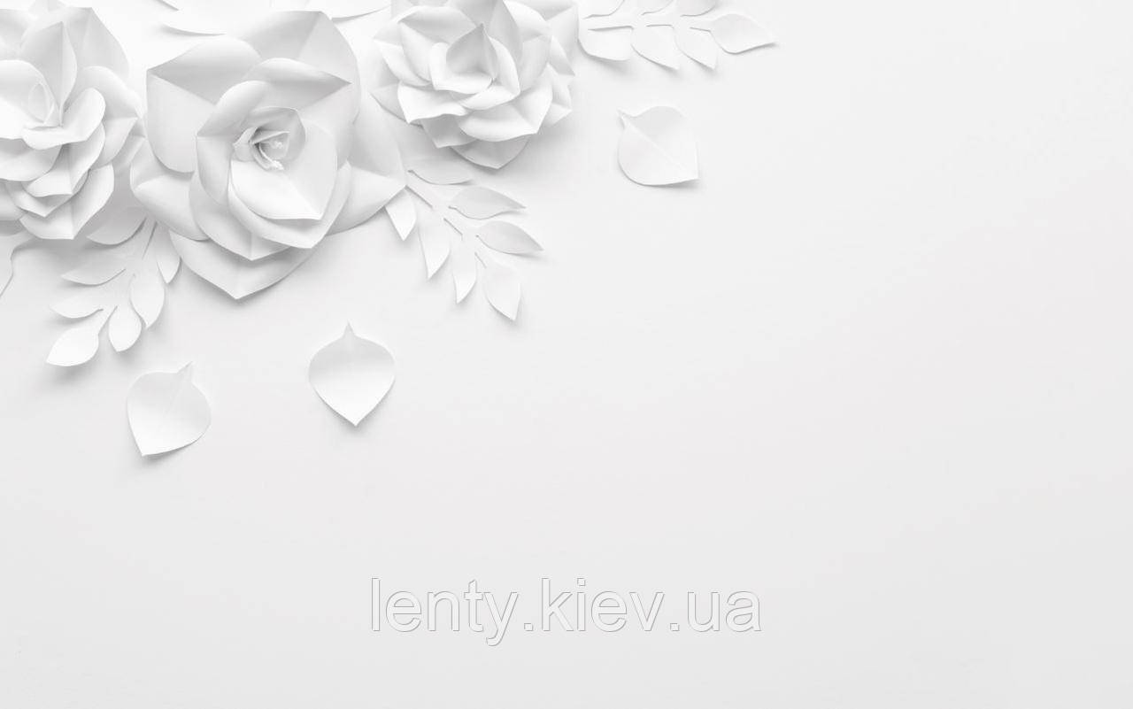 Фото-фон вініловий 120×75 см "Сірий з паперовими квітами", фон для предметної зйомки ПВХ