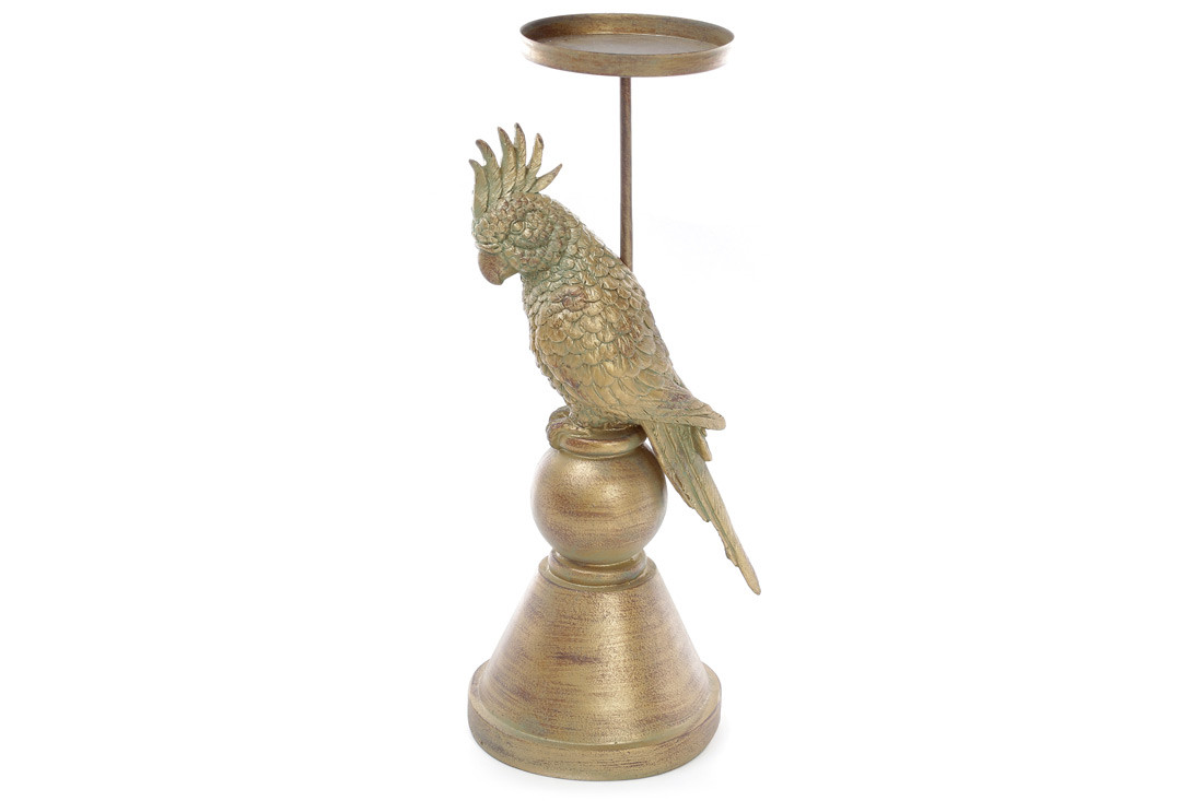Свічник Папуга, 36,8см, колір - латунь з патиною, фото 1