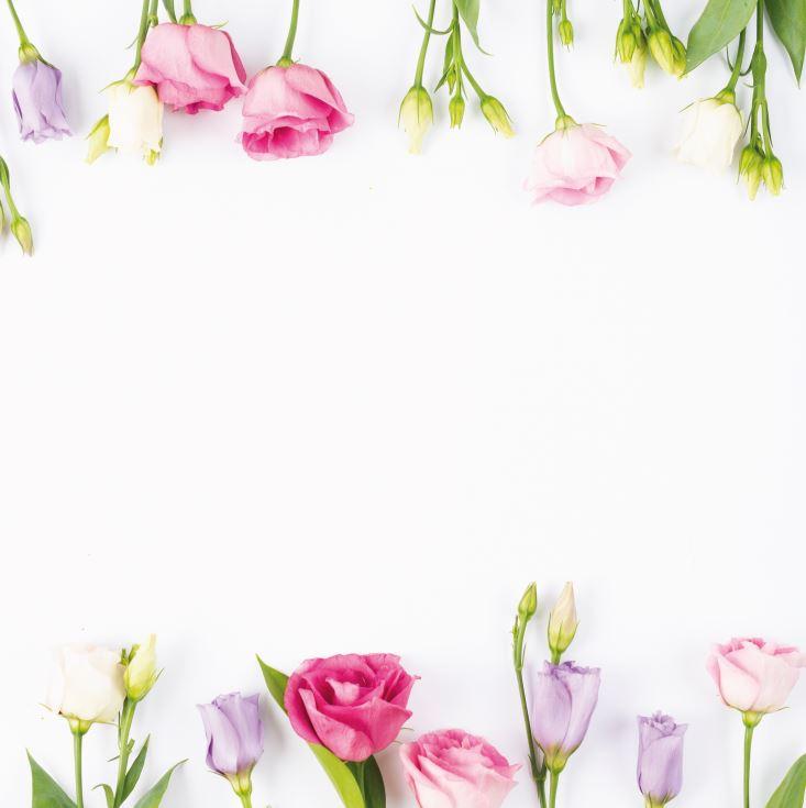 Фото-фон вініловий 100х100 см "Білий фон яскраві ніжні квіти", фон для предметного знімання ПВХ (банерна тканина)