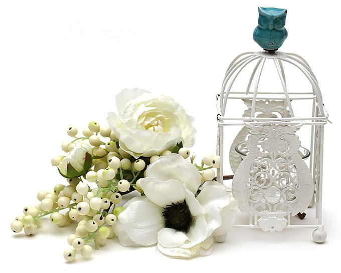 Декоративна клітина-підвісник з керамічною совою, 19 см, фото 1