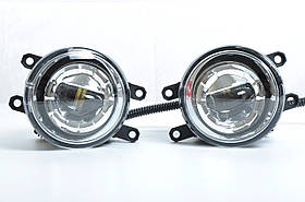 LED протитуманні Фари Лінза з ДХО D=100мм 12V/10W 6500K/COB косою кут (2шт) (3413)