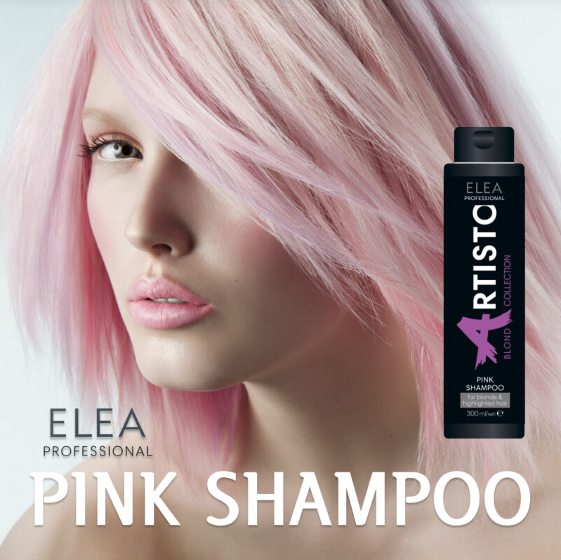 Рожевий тонувальний шампунь для волосся Elea Professional Artisto Pink Shampoo, 300 мл