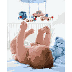 Картина за номерами VA-0886 «Немовля з підвісними іграшками», 40х50 см