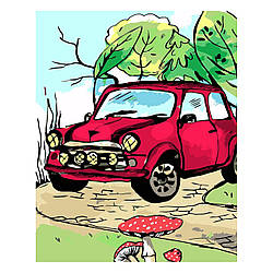 Картина за номерами SV-0002 «Червоне намальоване авто», 30х40 см
