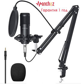Студійний мікрофон Manchez BM800 (Jack 3.5 мм) зі стійкою пантограф і поп-фільтром Black