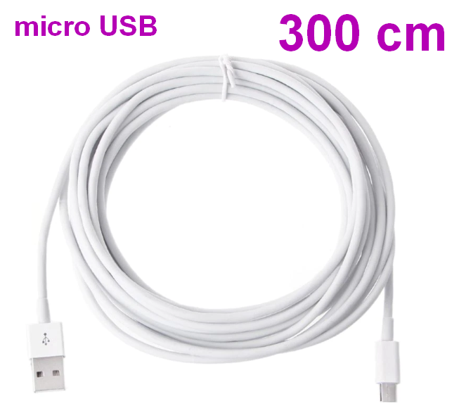 Кабель micro USB 300 см White