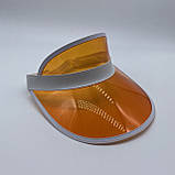 Жіночий пластиковий прозорий козирок лого брендований помаранчевий, фото 2
