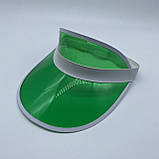 Жіночий пластиковий прозорий козирок лого брендований зелений салатовий, фото 3