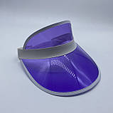 Жіночий пластиковий прозорий козирок лого брендований фіолетовий, фото 3